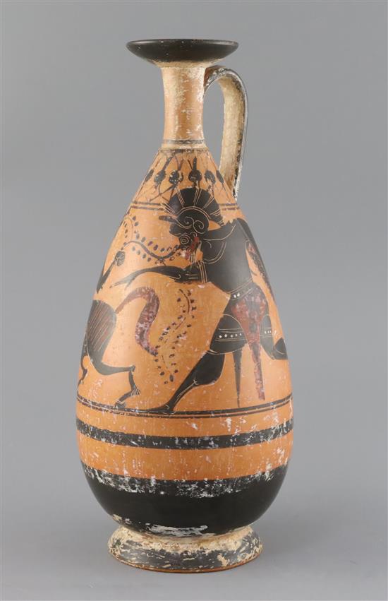 An Attic black-figure lekythos, possibly 6th-5th century B.C., repairs
